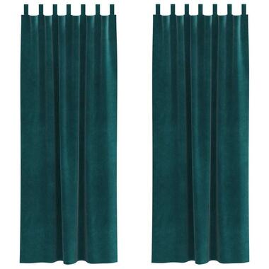 vidaXL Gordijnen met lussen - Verduisterend - Donkergroen - 140x245 cm - 2 St.