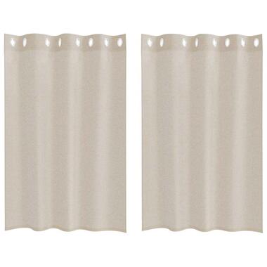 vidaXL Vitrages met ringen - Zand - Polyester - 140x140 cm - Set van 2