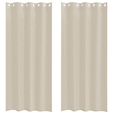 vidaXL Vitrages met ringen - Zand - Polyester - 140x260 cm - Set van 2