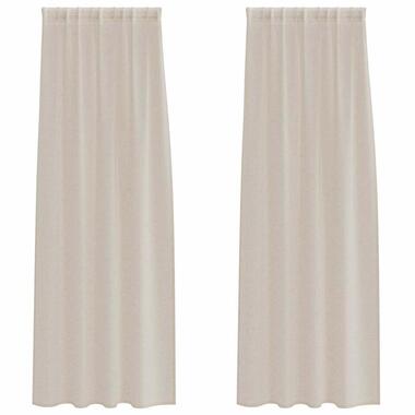 vidaXL Vitrages voor woonkamer - Zand - Polyester - 140x260 cm - Set van 2