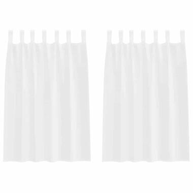 vidaXL Vitrages met lussen - Wit - Polyester - 140x140 cm - Set van 2