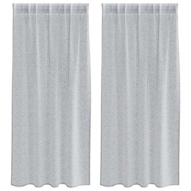 vidaXL Vitrages voor woonkamer - Donkergrijs Polyester - 140x175 cm - Set van 2