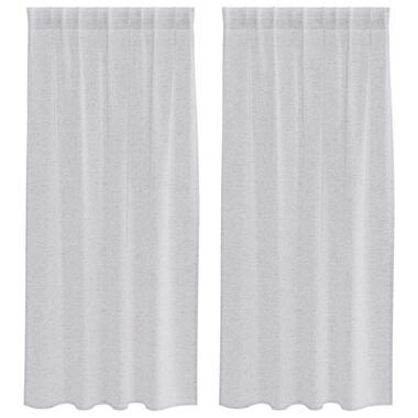 vidaXL Vitrages voor woonkamer - Lichtgrijs - Polyester - 140x175 cm - Set van 2