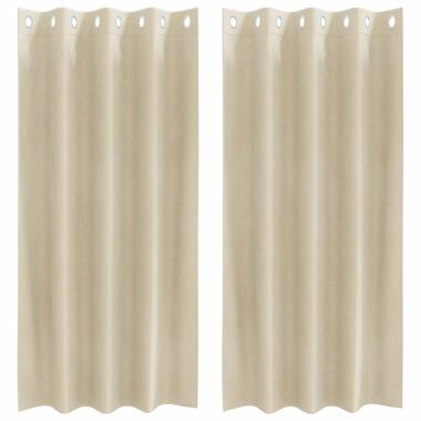 vidaXL Gordijnen met ringen - Verduisterend - Crème Fluweel - 140x175 cm - 2 St.