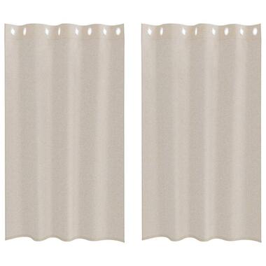 vidaXL Vitrages met ringen - Zand - Polyester - 140x175 cm - Set van 2