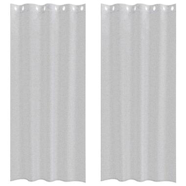 vidaXL Vitrages met ringen - Lichtgrijs - Polyester - 140x245 cm - Set van 2