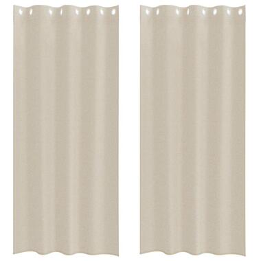 vidaXL Vitrages met ringen - Zand - Polyester - 140x245 cm - Set van 2