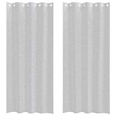 vidaXL Vitrages met ringen - Lichtgrijs - Polyester - 140x260 cm - Set van 2