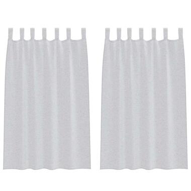 vidaXL Vitrages met lussen - Lichtgrijs - Polyester - 140x175 cm - Set van 2