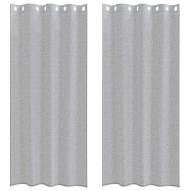 vidaXL Vitrages met ringen - Donkergrijs - Polyester - 140x245 cm - Set van 2