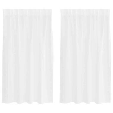 vidaXL Vitrages voor woonkamer - Wit - Polyester - 140x140 cm - Set van 2