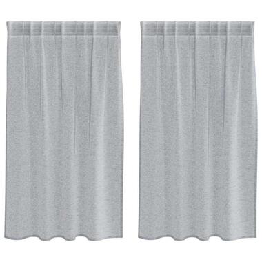 vidaXL Vitrages voor woonkamer - Donkergrijs Polyester - 140x140 cm - Set van 2