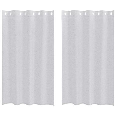 vidaXL Vitrages met ringen - Lichtgrijs - Polyester - 140x175 cm - Set van 2