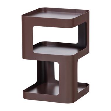 WOOOD Riv Bijzettafel/Nachtkastje - Metaal - Paars/Bruin - 54x35x35