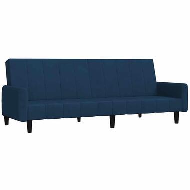 vidaXL Slaapbank met armleuningen en Klik-klak - Blauw fluweel - 220 cm