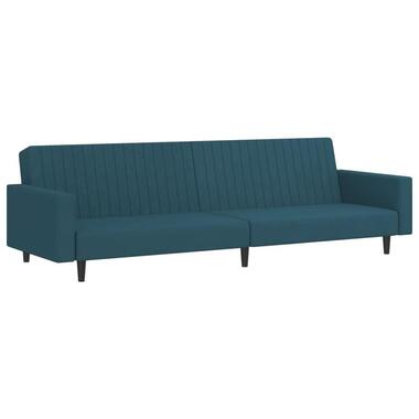 vidaXL Slaapbank 2-zits met verstelbare helling - Blauw fluweel - 220 cm