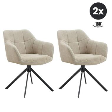 2x Eetkamerstoel Jesse - Stof Zand Naturel