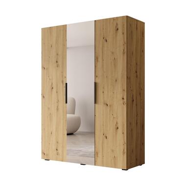 Meubella - Kledingkast Marquesa - Eiken - 150 cm - Met spiegel