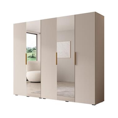 Meubella - Kledingkast Marquesa - Beige - 250 cm - Met spiegel
