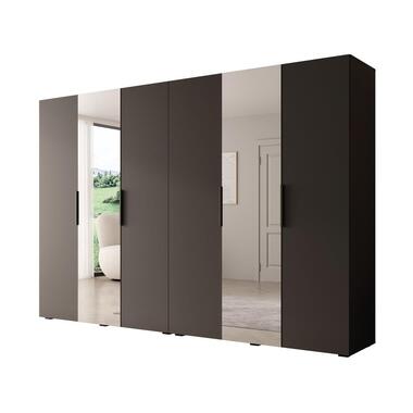 Meubella - Kledingkast Marquesa - Zwart - 300 cm - Met spiegel