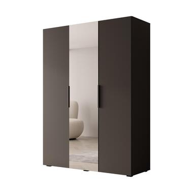 Meubella - Kledingkast Marquesa - Zwart - 150 cm - Met spiegel