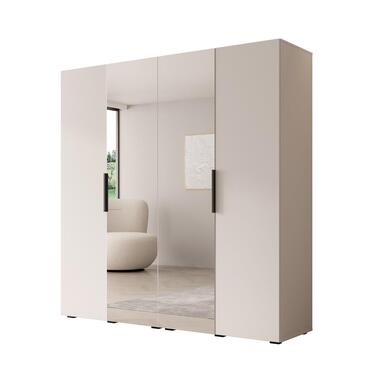 Meubella - Kledingkast Marquesa - Wit - 200 cm - Met spiegel