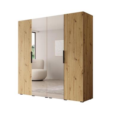 Meubella - Kledingkast Marquesa - Eiken - 200 cm - Met spiegel