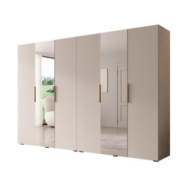 Meubella - Kledingkast Marquesa - Beige - 300 cm - Met spiegel