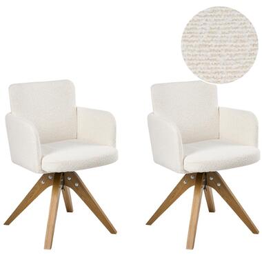 EVELYN - Eetkamerstoel set van 2 - Off-white - Bouclé