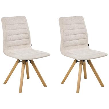 ROX - Eetkamerstoel set van 2 - Lichtbeige - Stof