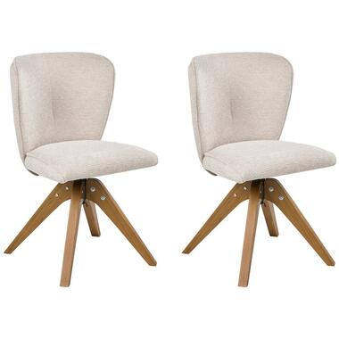 COSO - Eetkamerstoel set van 2 - Lichtbeige - Stof
