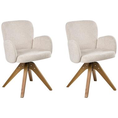 JEAN - Eetkamerstoel set van 2 - Lichtbeige - Stof