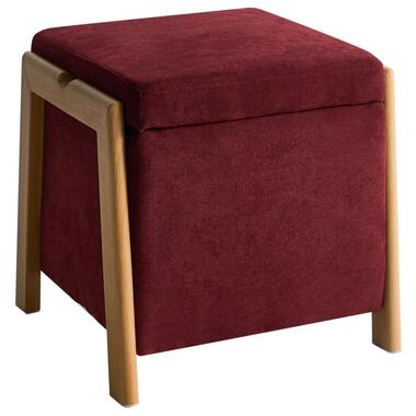 EDLAND - Poef met opbergruimte - Bordeauxrood - Stof