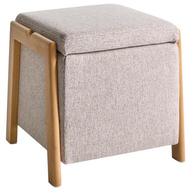 EDLAND - Poef met opbergruimte - Lichtbruin - Stof