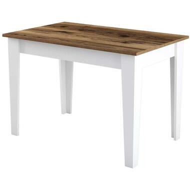 Keukentafel Woody Fashion - 110x72x75 cm - Walnoot/wit