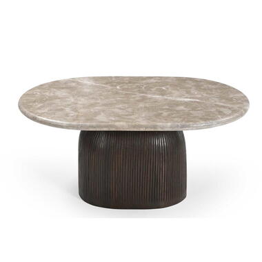 Salontafel Ovaal Bruin Hout/Marmer - 90x60x40cm - Noel