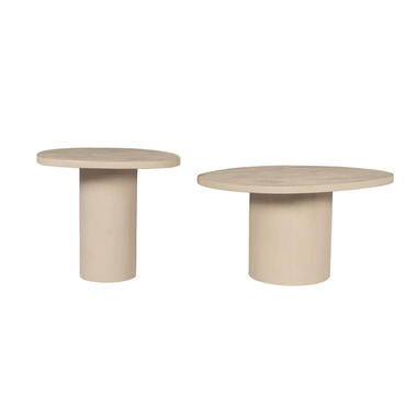 Salontafel Organisch Zandkleur Hout - Set van 2 - Mirre