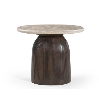 Bijzettafel Ovaal Hout/Marmer - 60x45x50cm - Noel
