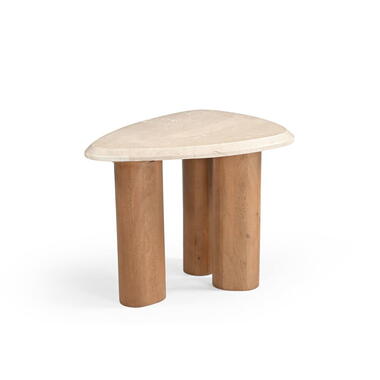 Bijzettafel Organisch Hout/Marmer - 60x45x46cm - Nuvé