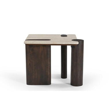 Bijzettafel Rechthoek Hout/Marmer - 57x50x45cm - Maeve
