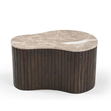 Salontafel Organisch Hout/Marmer - 70x50x38cm - Nomi