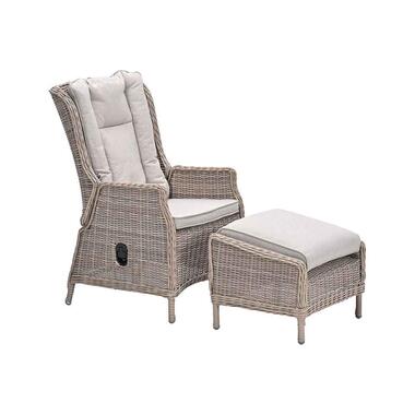 Garden Impressions Marbella loungestoel + voetenbank - vintage willow