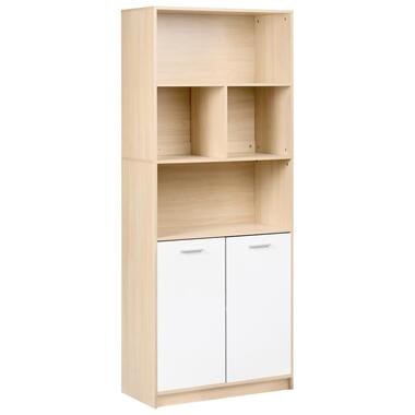 ZEHNA - Boekenkast 2 deuren - Lichtbruin/Wit - Vezelplaat