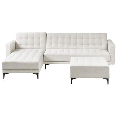 ABERDEEN - Slaapbank met ottomaan - Off-white - Rechtszijdig - Stof