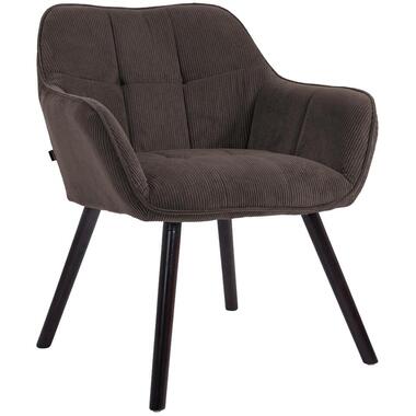 CLP Eetkamerstoel Vienna zwart Frame - Ribstof - bruin