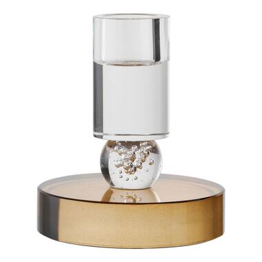 Hioshop Vilma kandelaar Ø8-5cm bruin- wit