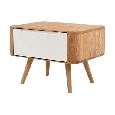 Gazzda Ena Nightstand 55 Eikenhouten Nachtkastje - Naturel / wit