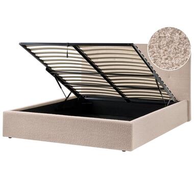 LORIENT - Bed met opbergruimte - Beige - 160 x 200 cm - Bouclé