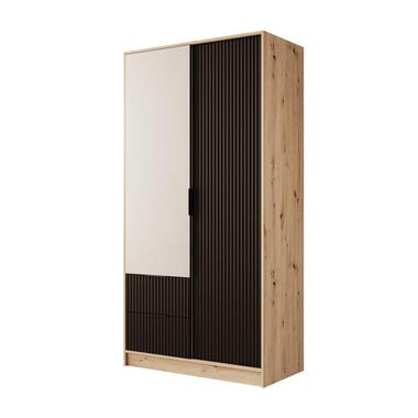 Meubella - Negroni - Kledingkast 2 deurs - Eiken/Zwart - 102x51x200 cm