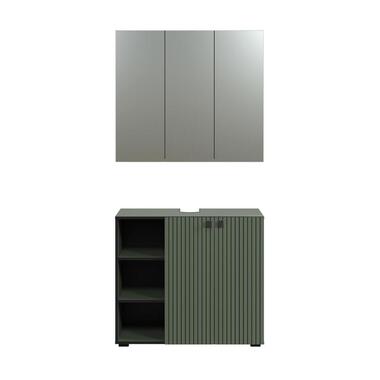 Hioshop PureBliss badkamer waskast en spiegelkast groen